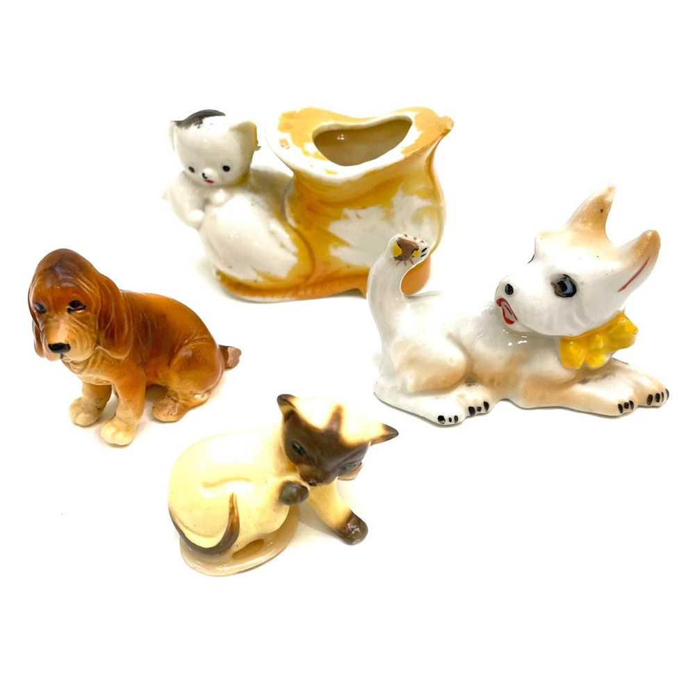 Lot of4 Vintage 1940's Small Animal Figurines 1 Marked 'Made In Occupied Japan